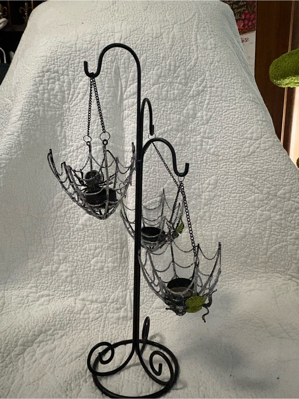 Pier 1 Black Metal Spiderweb Hanging Tealight Holder